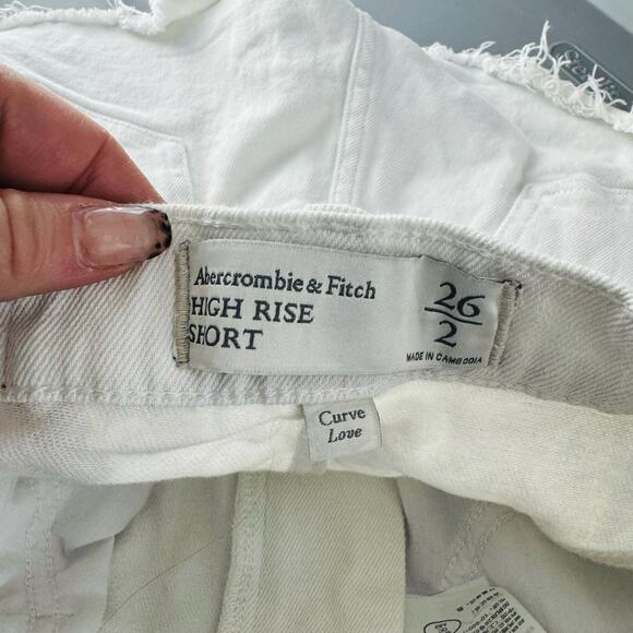 Abercrombie And Fitch White High Rise Cut Off Shorts Women’s Size 26 - Picture 8 of 9
